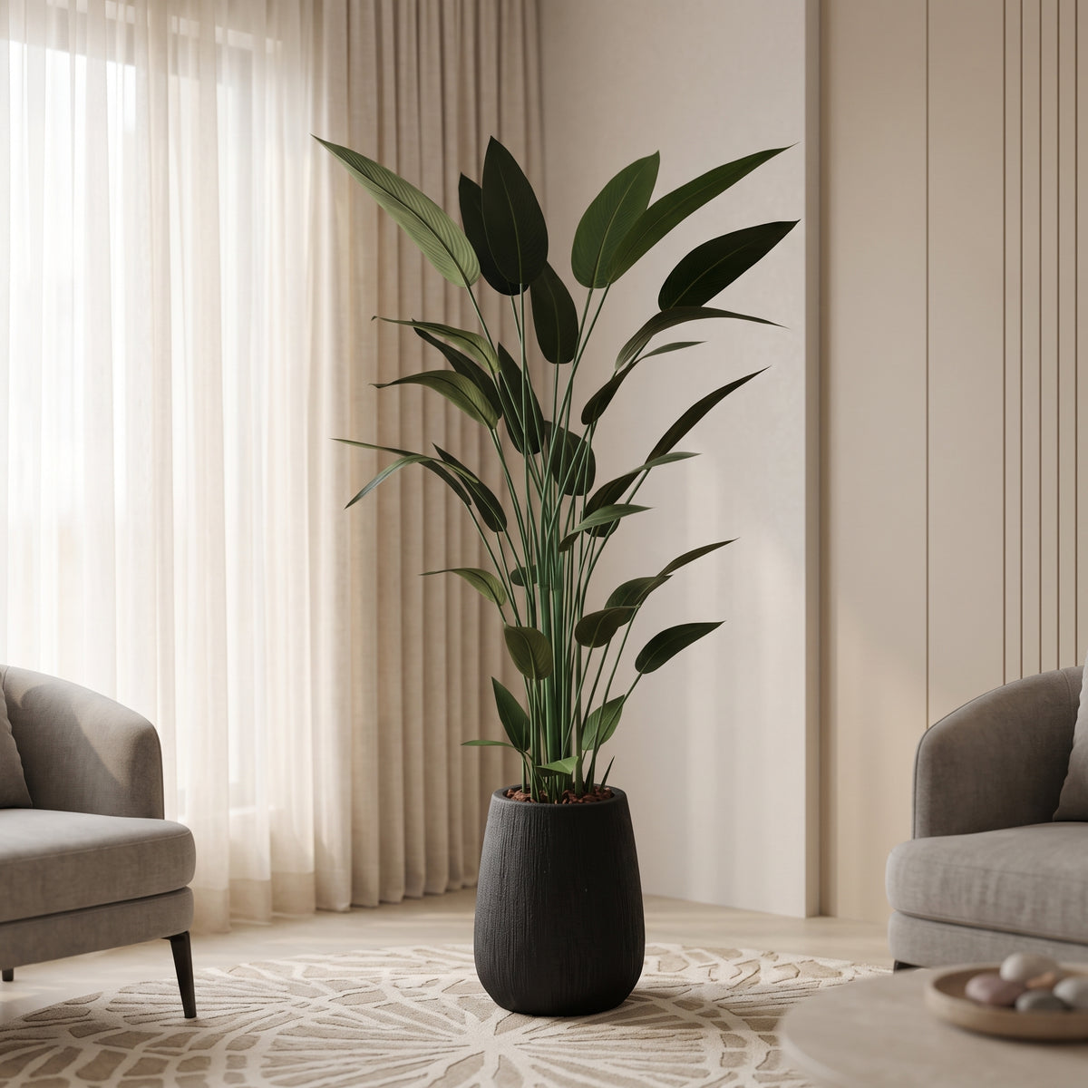 Lush Botanical in Wabi-Sabi Dark Planter - Green Haven