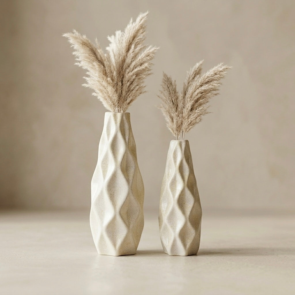 Geometric Ivory Duo – Green Haven