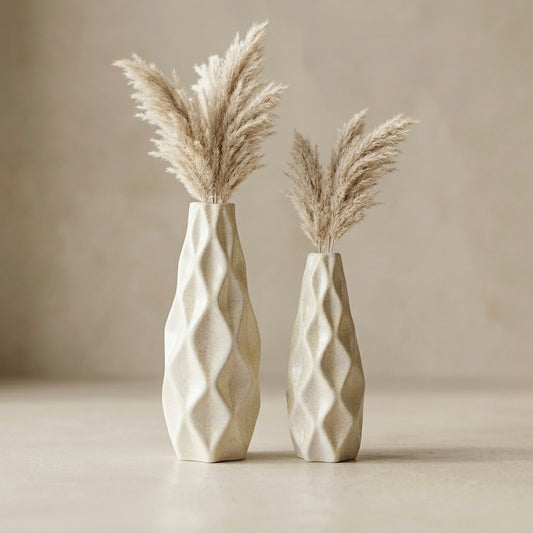 Geometric Ivory Duo – Green Haven